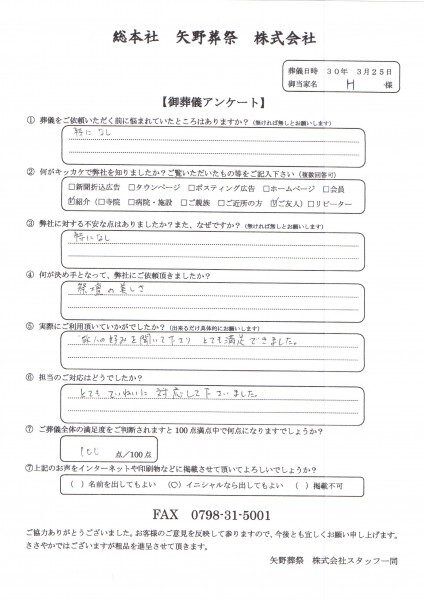 波多野澄子バレエお別れの会アンケート20180325